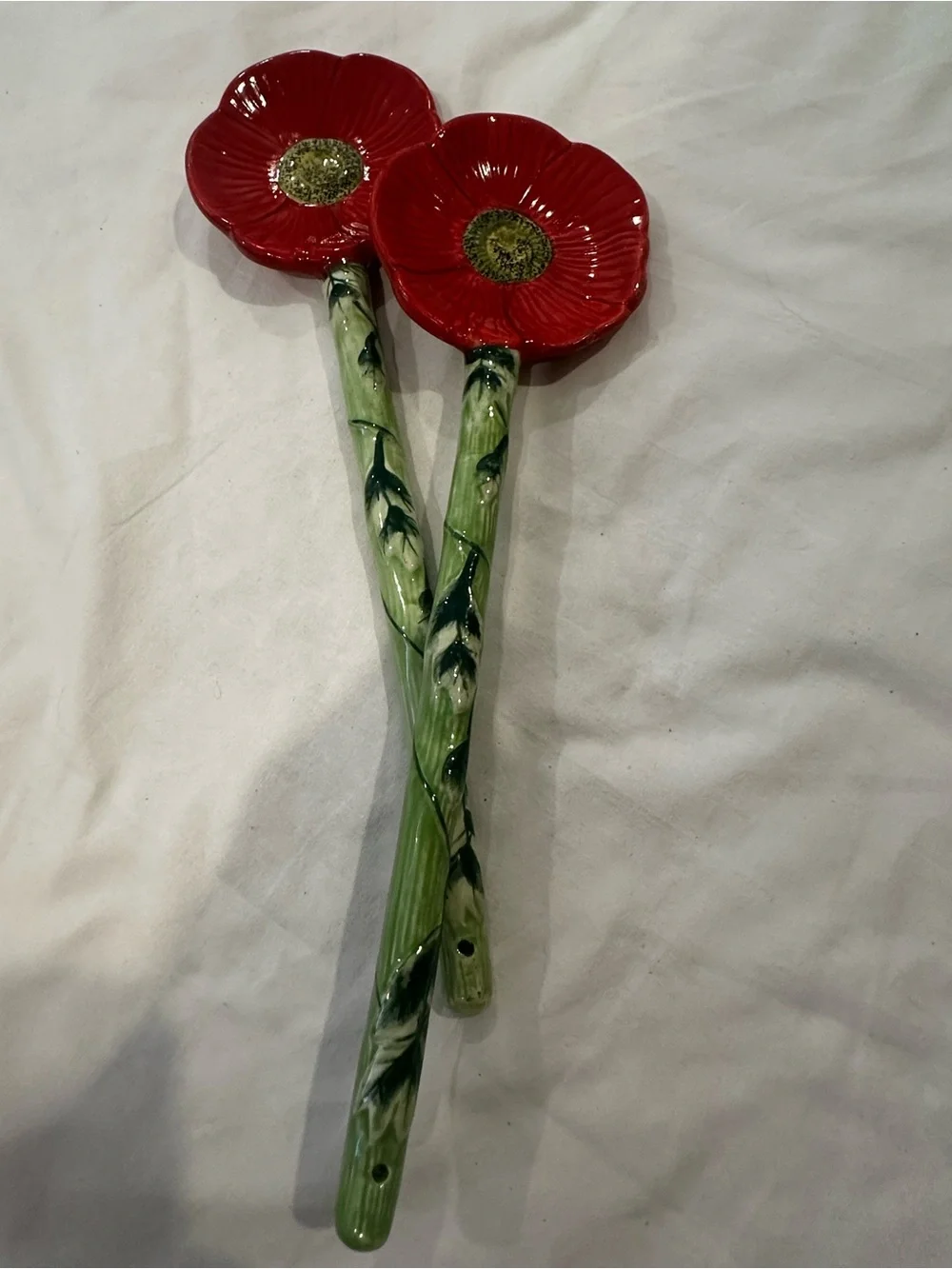 Fleur Rouge by Nanette Vacher Ambiance Collections Red Poppy Salad Servers Set